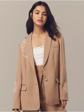 Sam Edelman Embroidered Tan Blazer
